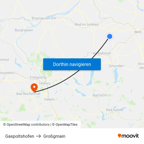 Gaspoltshofen to Großgmain map