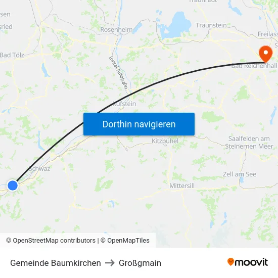 Gemeinde Baumkirchen to Großgmain map