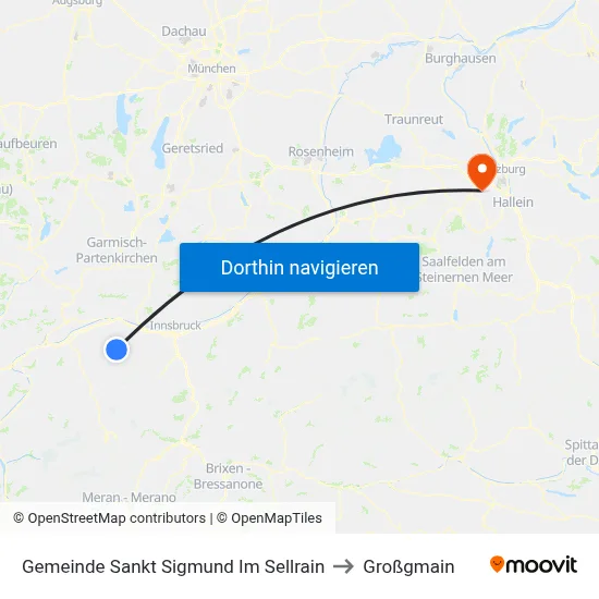 Gemeinde Sankt Sigmund Im Sellrain to Großgmain map