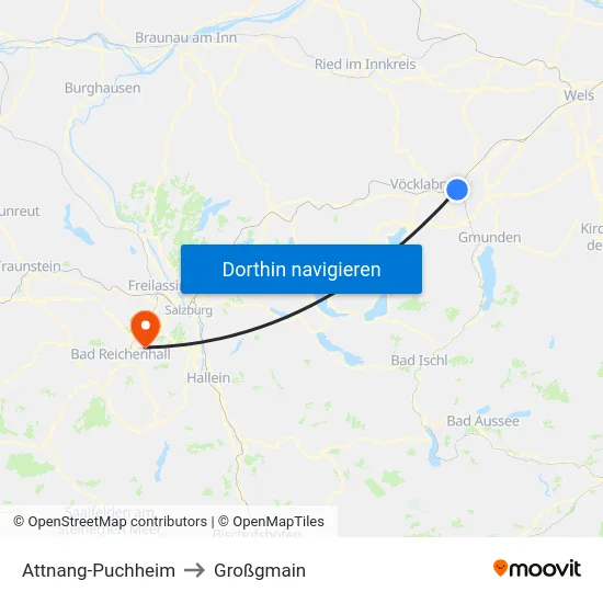 Attnang-Puchheim to Großgmain map
