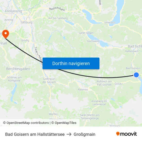 Bad Goisern am Hallstättersee to Großgmain map