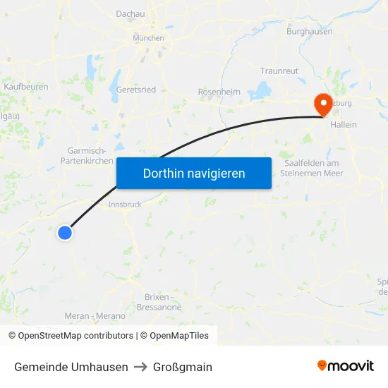 Gemeinde Umhausen to Großgmain map