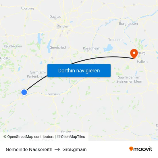 Gemeinde Nassereith to Großgmain map