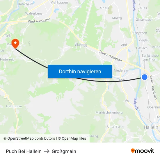 Puch Bei Hallein to Großgmain map