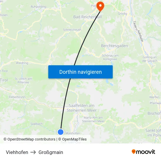 Viehhofen to Großgmain map