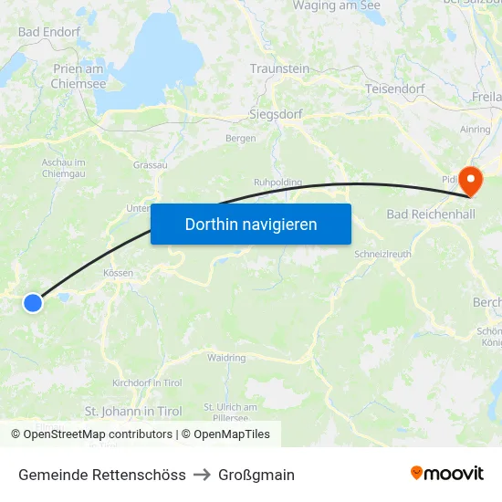 Gemeinde Rettenschöss to Großgmain map