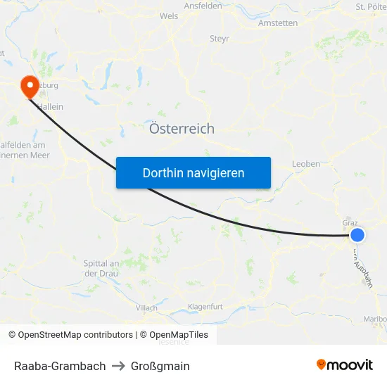 Raaba-Grambach to Großgmain map