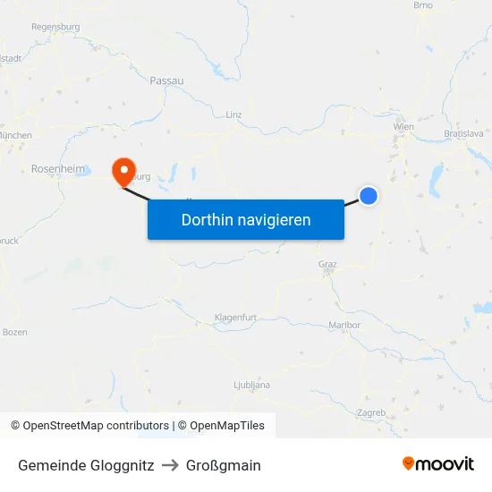 Gemeinde Gloggnitz to Großgmain map