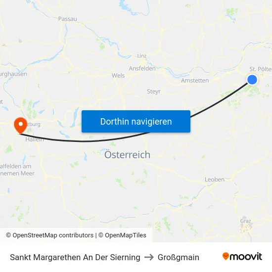 Sankt Margarethen An Der Sierning to Großgmain map