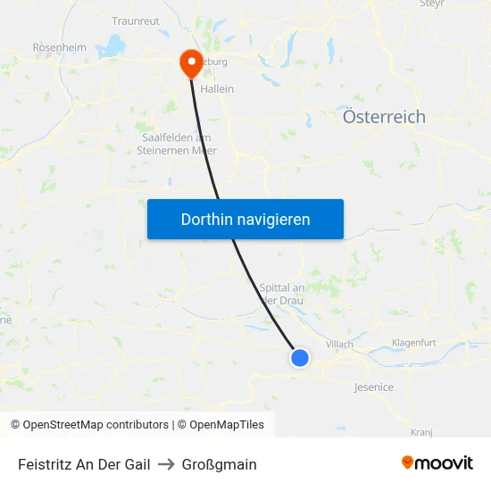 Feistritz An Der Gail to Großgmain map