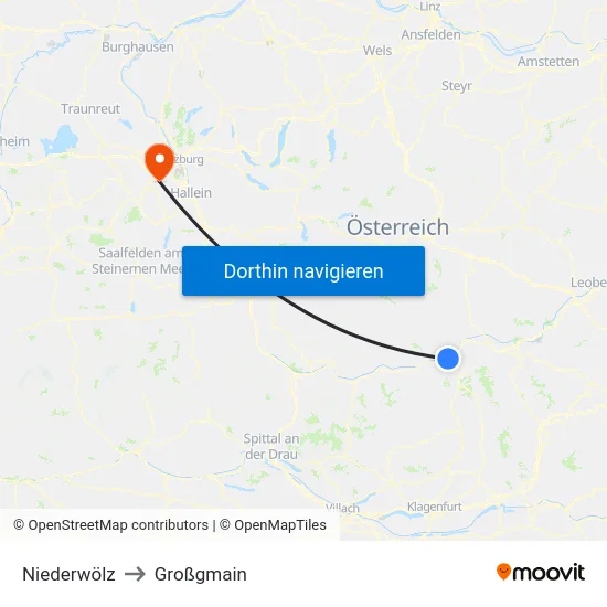 Niederwölz to Großgmain map