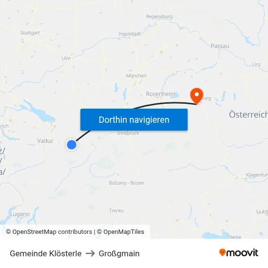 Gemeinde Klösterle to Großgmain map