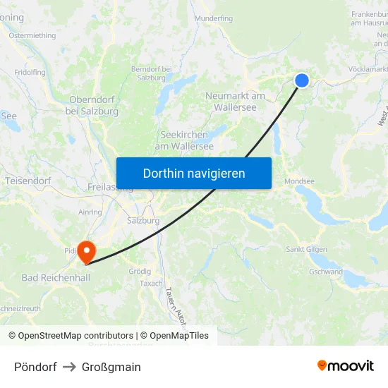 Pöndorf to Großgmain map