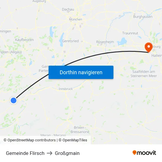 Gemeinde Flirsch to Großgmain map