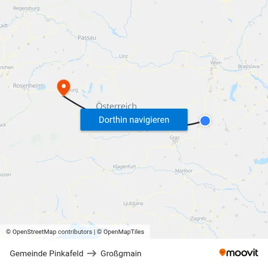 Gemeinde Pinkafeld to Großgmain map