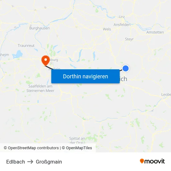 Edlbach to Großgmain map