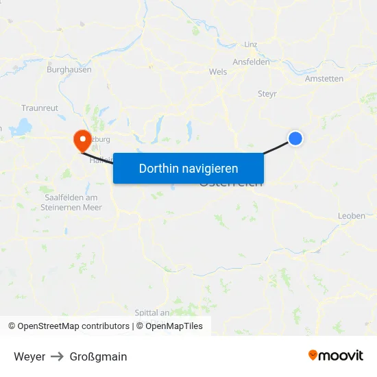Weyer to Großgmain map