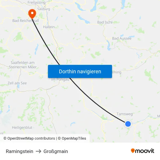 Ramingstein to Großgmain map