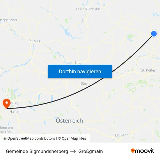 Gemeinde Sigmundsherberg to Großgmain map