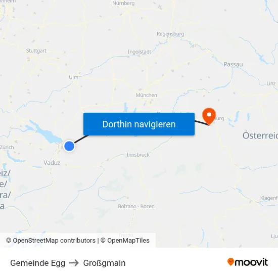 Gemeinde Egg to Großgmain map