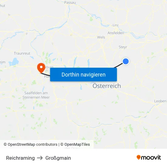Reichraming to Großgmain map