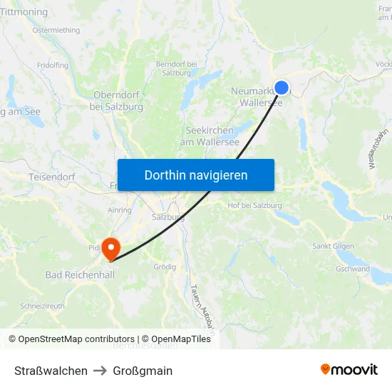 Straßwalchen to Großgmain map