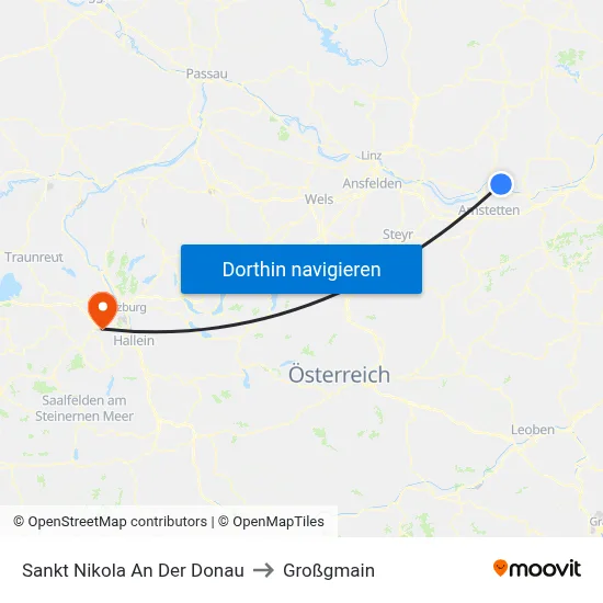 Sankt Nikola An Der Donau to Großgmain map