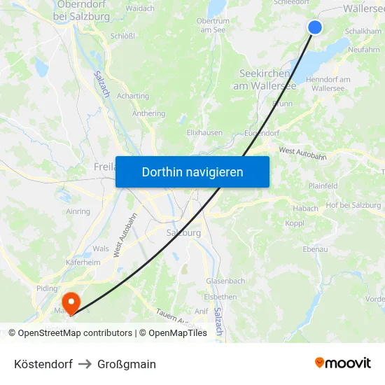 Köstendorf to Großgmain map