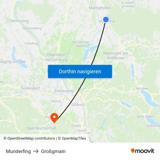 Munderfing to Großgmain map