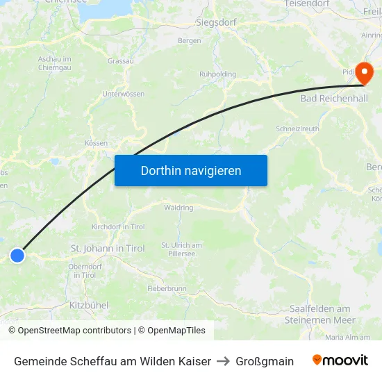 Gemeinde Scheffau am Wilden Kaiser to Großgmain map