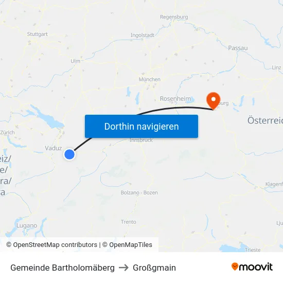 Gemeinde Bartholomäberg to Großgmain map