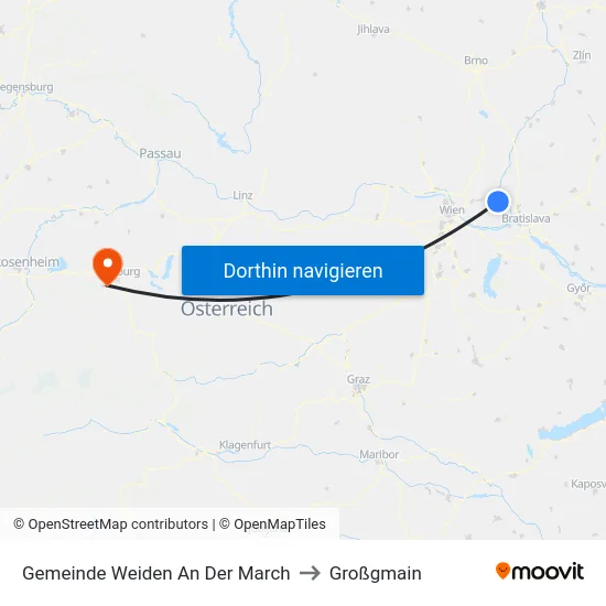 Gemeinde Weiden An Der March to Großgmain map