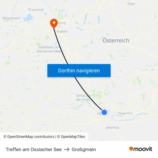 Treffen am Ossiacher See to Großgmain map