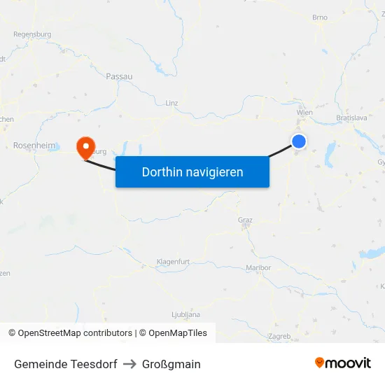 Gemeinde Teesdorf to Großgmain map