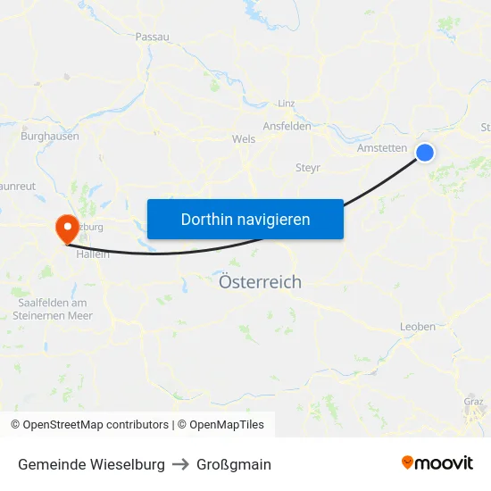 Gemeinde Wieselburg to Großgmain map