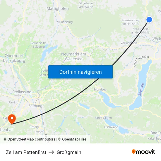 Zell am Pettenfirst to Großgmain map
