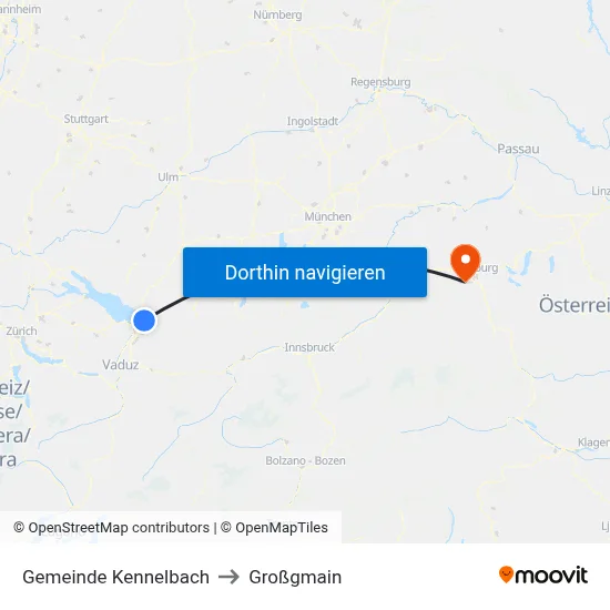 Gemeinde Kennelbach to Großgmain map