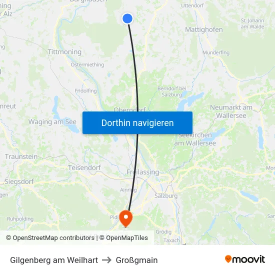 Gilgenberg am Weilhart to Großgmain map