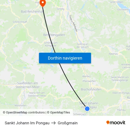 Sankt Johann Im Pongau to Großgmain map