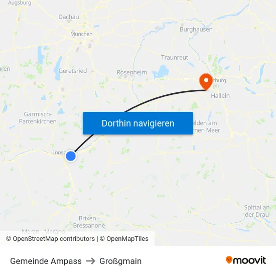 Gemeinde Ampass to Großgmain map