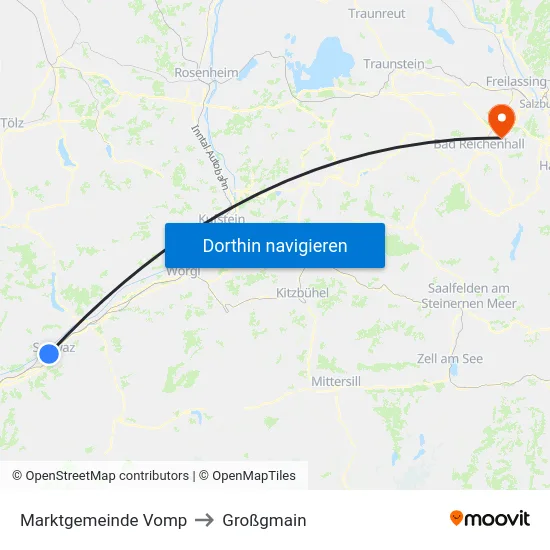 Marktgemeinde Vomp to Großgmain map