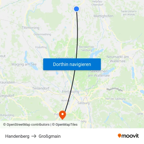 Handenberg to Großgmain map