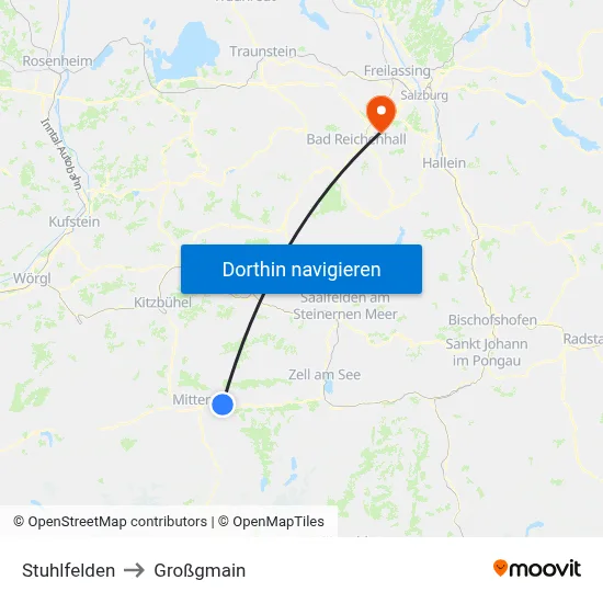 Stuhlfelden to Großgmain map
