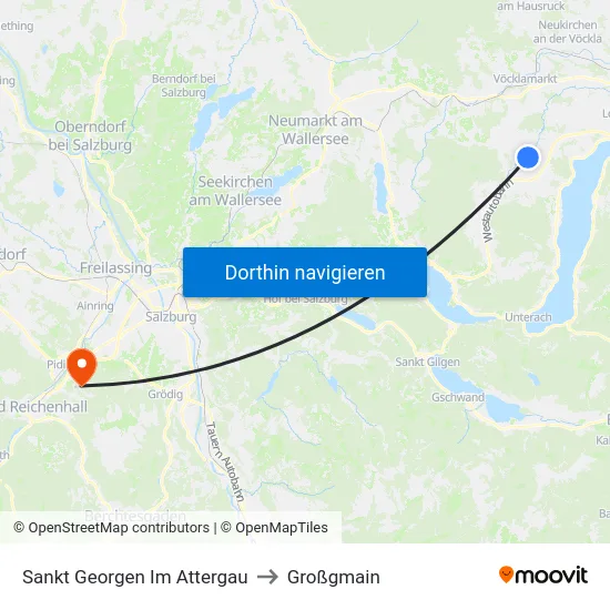 Sankt Georgen Im Attergau to Großgmain map