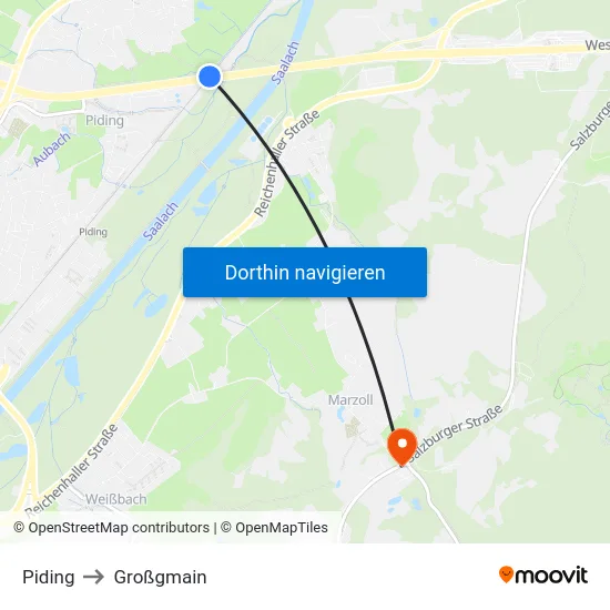 Piding to Großgmain map