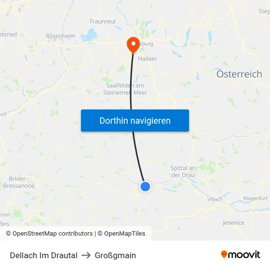 Dellach Im Drautal to Großgmain map