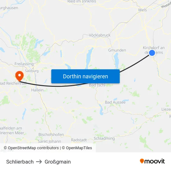 Schlierbach to Großgmain map