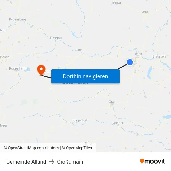 Gemeinde Alland to Großgmain map