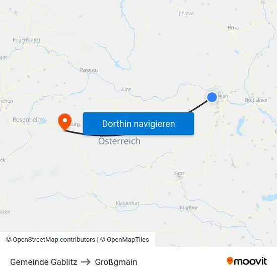 Gemeinde Gablitz to Großgmain map