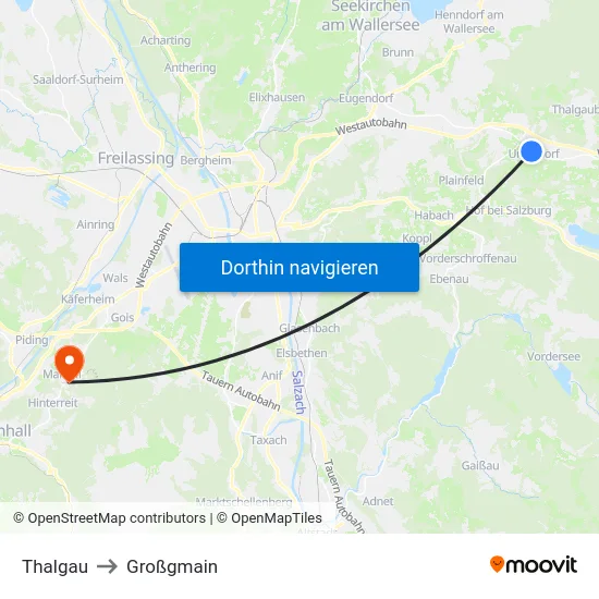 Thalgau to Großgmain map